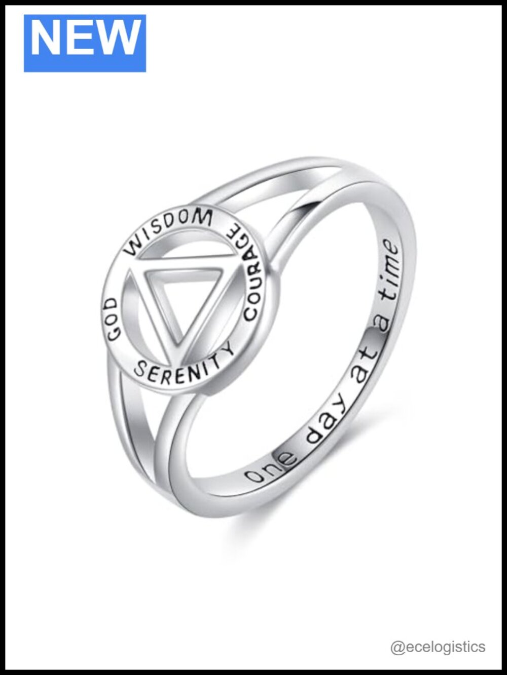 Sterling Silver Sobriety Ring AA Recovery Gift Size 8 Statement